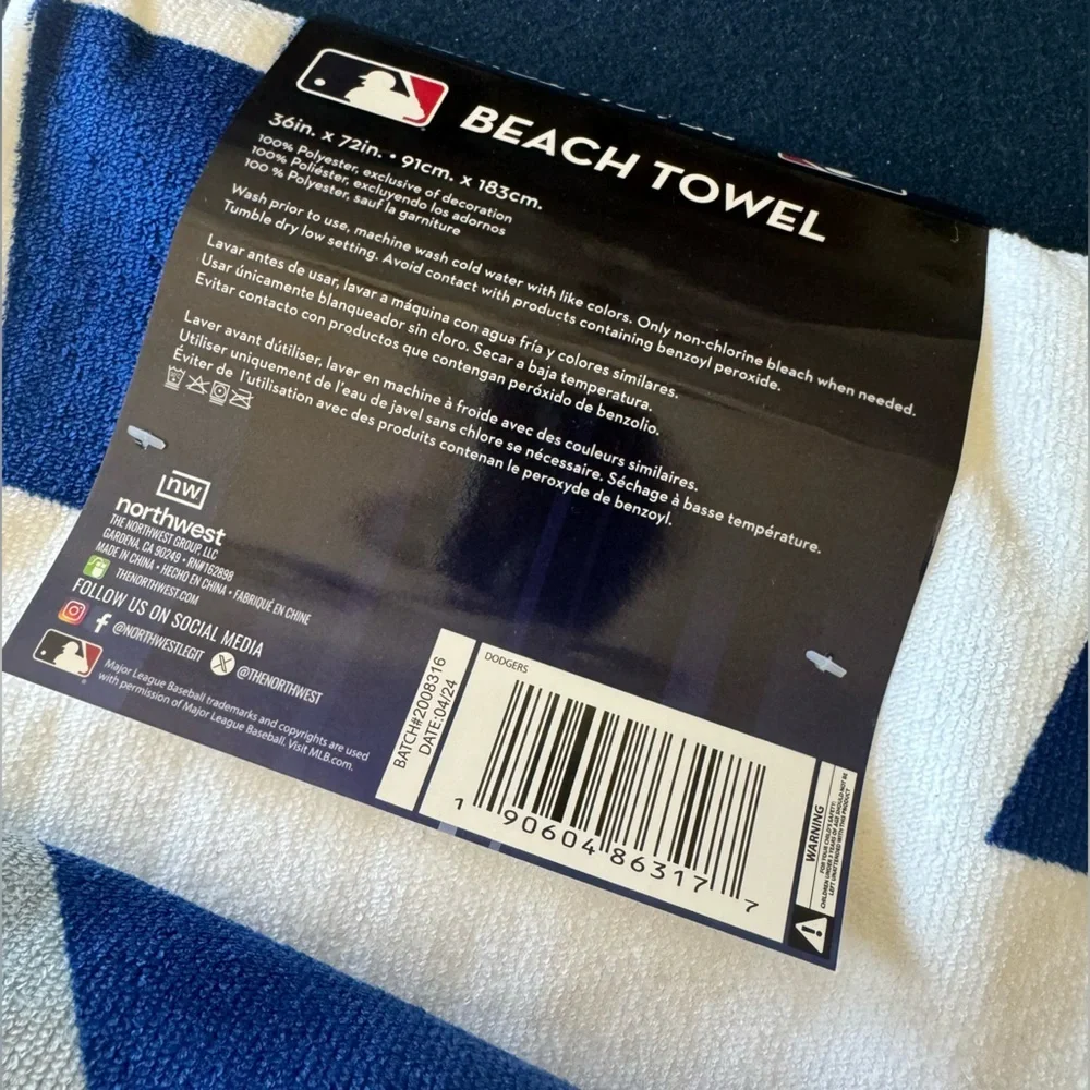 LA DODGERS 💙beach towel! See pic for all the measurements and design details!💙